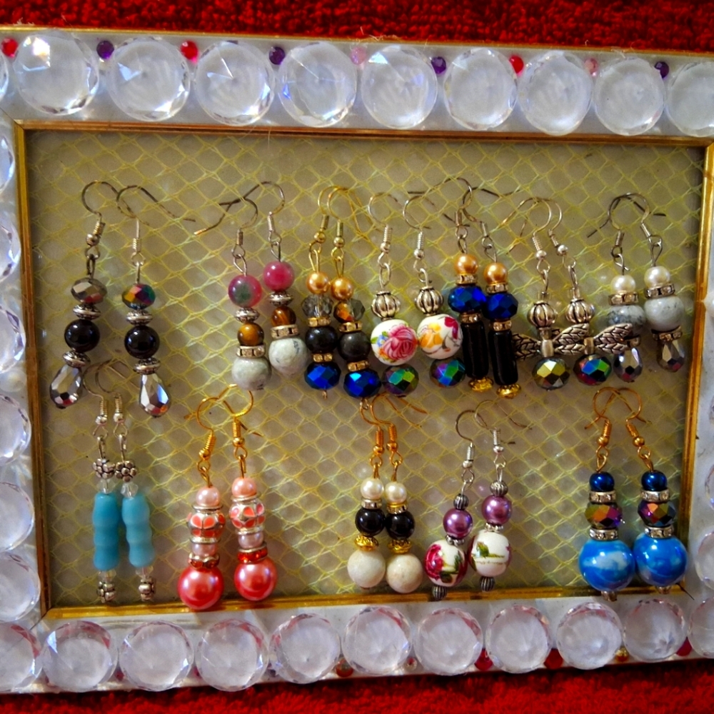 Elegant Multicolor Beaded Earrings Set 3 Prs 12 Dollars